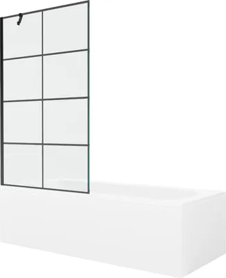 Produktbild von Mexen Vega rechteckige Badewanne 180 x 80 cm mit Verkleidung und 1-flügliger Duschabtrennung 100 cm, Schwarzes Design - 55011808