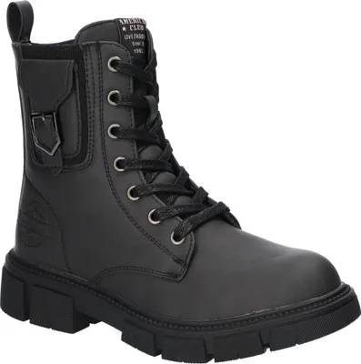 Produktbild von American Club XD95 Kinder Winterstiefel Gefüttert mit Fleece, Reißverschluss & Schnürung, Rutschfest & Warm, Hochwertige Winterschuhe Schwarz 35