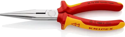 Produktbild von Flachrundzange DIN ISO 5745 L.200mm m.Schneide gerade VDE Chrom 2K-Hüllen Knipex