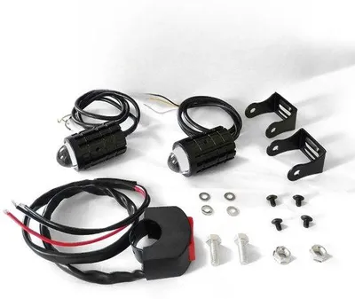 Produktbild von Zwei Motorrad-Scheinwerfer mit Schaltern + LED Mini-2-Farben-Außenscheinwerfer Geeignet für Elektrofahrzeuge (weißes Licht)