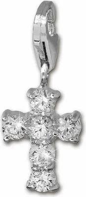 Produktbild von SilberDream Charm Schmuck Anhänger Kreuz weiß Zirkonia 925 Echt Silber FC205W