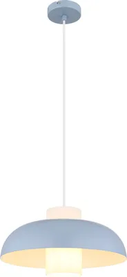 Produktbild von Globo Lighting Hängeleuchte Metall blau matt, Metall blau matt, Glas opal, Kabel Textil weiß, Höhe kürzbar, ø: 380mm, H: 1200mm, Abmessungen Zylinder: DM: 11cm, H: 20 cm, exkl. 1x E27 60W 230V