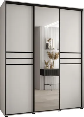 Produktbild von MEBLE KRYSPOL Davos 11 Schrank, drei Türen - 235,2x200x60 cm - Weiß Weiß Schwarz