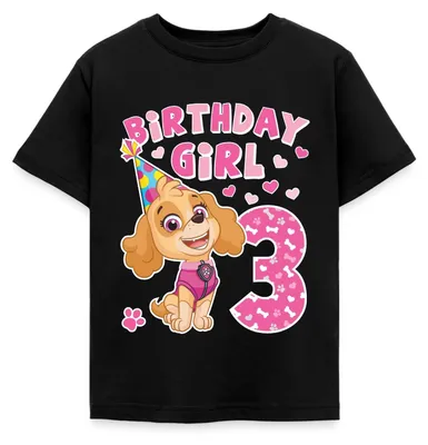Produktbild von Spreadshirt Paw Patrol 3 Jahre Geschenk 3. Geburtstag Skye Kinder T-Shirt, 122/128 (7-8 Jahre), Schwarz