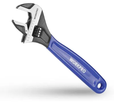 Obrázek produktu pro Nastavitelný klíč s plochými čelistmi, délka 250 mm, vyrobený z oceli Cr-V, s rukojetí z bi-materiálu, metrická stupnice 0-35 mm