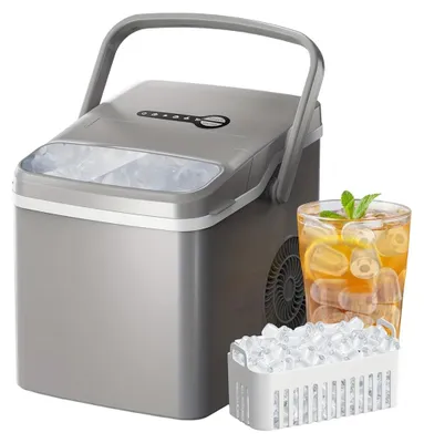 Produktbild von Elektrischer Eiswürfelbereiter für die Arbeitsplatte, tragbar, 11,8 kg/24 Std., selbstreinigend, Grau