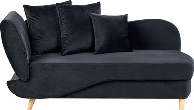 BELIANI Chaiselongue Linksseitig Schwarz Samtstoff mit Bettkasten Dekokissen Modern Récamiere Liegesofa Sitzmöbel Wohnzimmer Jugendzimmer