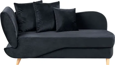 Produktbild von BELIANI Chaiselongue Linksseitig Schwarz Samtstoff mit Bettkasten Dekokissen Modern Récamiere Liegesofa Sitzmöbel Wohnzimmer Jugendzimmer