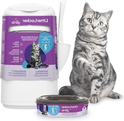 Image de Poubelle à litière pour chats - contrôle des odeurs - facile à utiliser - 1 pièce - blanc - plastique