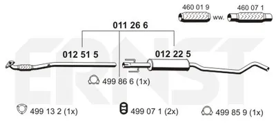 Produktbild von ERNST 011266 Mittelschalldämpfer Schalldämpfer für OPEL Corsa C Schrägheck (X01)