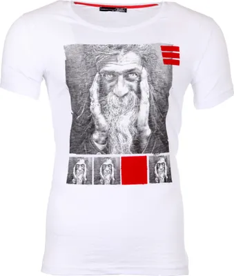 Produktbild von Tazzio T-Shirt Herren Rundhals Motiv-Print Druck Kurzarm Shirt TZ-17107 Weiß M