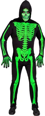 Produktbild von Overall Skelett schwarz grün Halloween Herren, Groesse:L