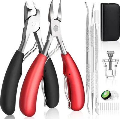 Produktbild von Fußnagelzangen-Set - Hochwertiger Edelstahl - Dicke Fußnägel - Paronychie - Onychomykose - Nagelpilz - 7 Teile