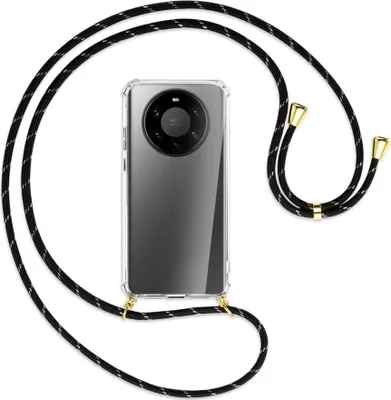 Produktbild von Handykette Backcover-Schutzhülle mit Band (Metall goldfarben) für Huawei Mate 40 Pro Plus - schwarz/gold
