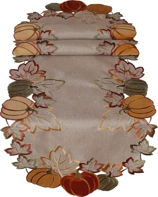 Produktbild von Tischläufer Kürbisse Blätter Herbst Laub Stick bunt 40x110 cm