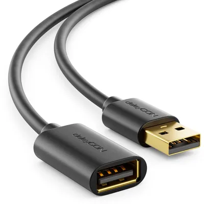 Produktbild von deleyCON 2m USB 2.0 Verlängerungskabel USB-A auf USB-A - Schwarz