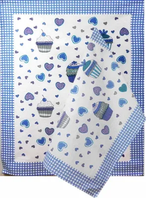 Immagine prodotto di Asciugamano da cucina, asciugamano di cotone, strofinaccio 50x64 muffin, biscotti blu