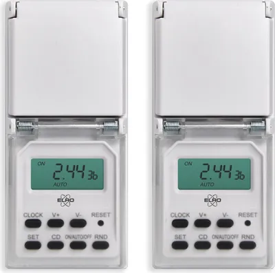 Produktbild von 2er Set Digitale Zeitschaltuhren Outdoor für Außen Steckdosen, Timer, Höhe 12cm