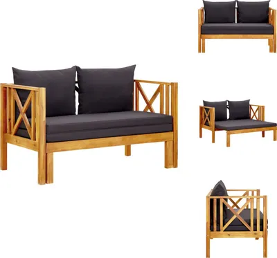 Obrázok produktu pre vidaXL 2-miestna záhradná lavica s vankúšom 122 cm z masívneho dreva akácie - Záhradné lavice