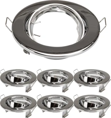 Produktbild von 6x Einbaurahmen MR16 SET Chrom-Metall 6101-A-C Ø65 mm IP20