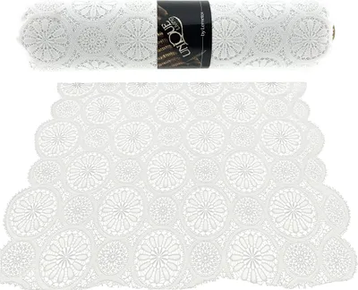 Produktbild von Unique Living - Vinyl - Tischläufer auf Rolle - Spitzenmotiv - 50 cm x 20 Meter - Waschbar - Weiß