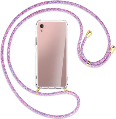 Produktbild von Handykette Backcover-Schutzhülle mit Band (Metall goldfarben) für Sony Xperia XA1 Plus - schwarz/gold