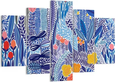 Produktbild von Bild auf Leinwand - Leinwandbild - Blumen Blätter Illustration Tropen - 150x100cm - Wand Bild - Wanddeko - Leinwanddruck - Bilder - Kunstdruck - Leinwand bilder - Wandkunst - EA150x100-2944