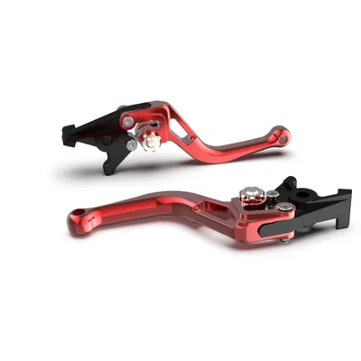 Produktbild von Bremshebel LSL BOW R13 mit ABE kurz für Aprilia RSV Tuono R V4 RR APRC Mille, Ducati Monster S2R RS S4 S S4R 250 - 1200 ccm Bj. 1993 - 2016, Farbe Hebel:rot, Farbe Versteller:silber