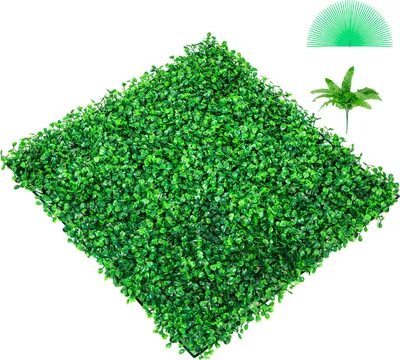 Produktbild von SucceBuy Künstliche Buchsbaumplatte UV, 6 Stück Buchsbaumhecken-Wandplatten, 20 x 20 Zoll, 4 cm grünes Gras, künstliche Heckenkulisse für Sichtschutzzaun, Innen-/Außengarten, Hinterhof