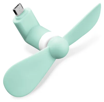 Produktbild von CELLONIC Micro USB Ventilator für Handy Smartphone Tablet: Handyventilator mit Micro USB Anschluss Stecker - Android Miniventilator USB Gadget - Mini Fan Lüfter, Reiseventilator, leise tragbar klein türkis
