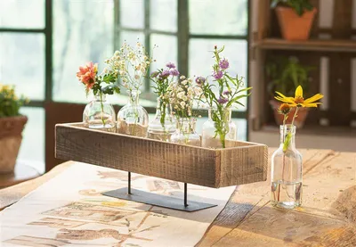 Produktbild von Dekoboard aus recyceltem Holz, 45x15x13 cm, rustikal, Kerzenboard, Dekoschale