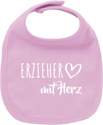 Produktbild von Huuraa Unisex Babylatz Erzieher mit Herz Geschenk Babypink  Baumwolle Erzieher Mitbringsel