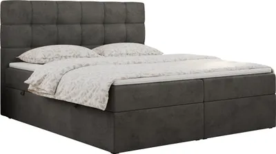 Produktbild von MKS MEBLE Boxspringbett 120x200 mit Matratze, Bett mit Multipocket - Matratze H4 und Topper, Polsterbett 120x200 mit Bettkasten und Kopfteil, ERNI - Dunkelgrau Velvet