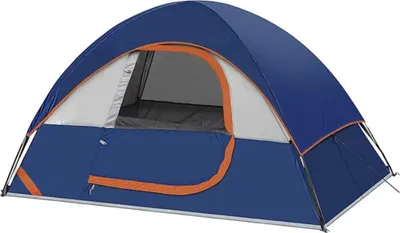 Produktbild von Doppelwandiges Campingzelt 2 Personen, wasserdicht, blau, Glasfaserstangen, Outdoor Trekkingzelt