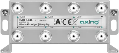 Image de Axing BAB00603X, répartiteur de câble, 75 ohms, 5 - 1 800 MHz, aluminium, femelle, A