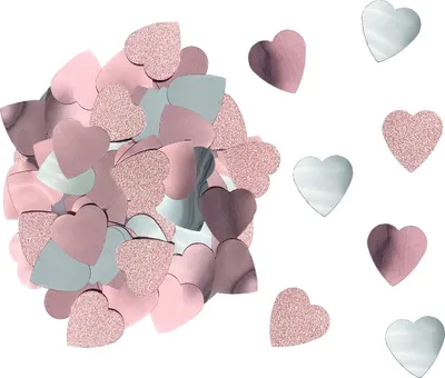 Produktbild von Oblique Unique Herz Konfetti metallisch glitzernd Tischdeko Streu Deko Herzen für Valentinstag JGA Hochzeit - rosé silber