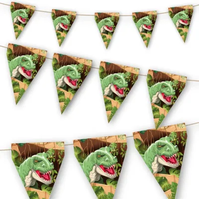 Dino Wimpelkette Jurassic Dinosaurier Party Deko 3 m