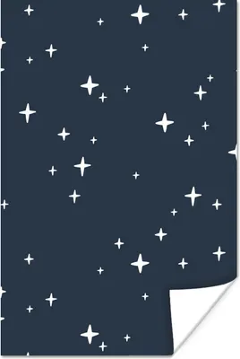 Produktbild von MuchoWow® Poster Muster - Sterne - Blau 80x120 cm - Papierdruck