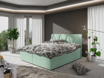 Obrázek produktu pro Manželská postel s úložným prostorem STIG 3 - 200x200, světle zelená