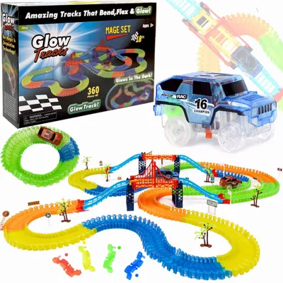 Produktbild von MAGIC TRACKS AUTOBAHN LEUCHTBAHN RENNBAHN 360 Teile + 1 AUTO