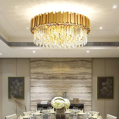 Produktbild von RRBEST Modern Kronleuchter Kristall Leuchte,Kristall Deckenleuchte Gold,9xE14 Lichter für Esszimmer, Küche, Wohnzimmer, Schlafzimmer, Flur, Café,Bar