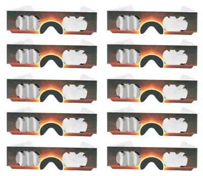 Produktbild von 10er-Pack Sonnenfinsternis-Brillen - Augenschutz für sicheres Sonnenbeobachten, geeignet für Kinder und Erwachsene