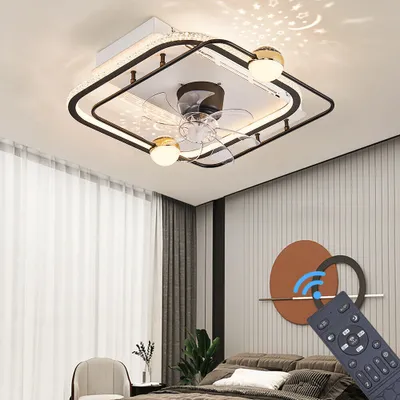 Immagine prodotto di ventilatore da soffitto oscillante con illuminazione a LED con telecomando colore/luminosità della luce regolabile 6 velocità, timer 2 ore YT3306-FX