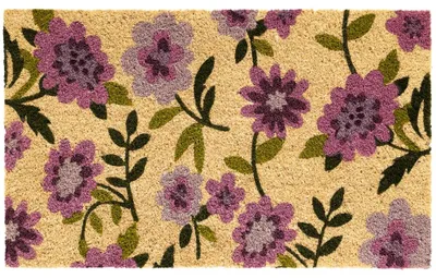 Image de Tapis de coco fleurs multicolores comme tapis de propreté extérieur