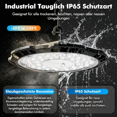Produktbild von UFO-LED-Bergbauleuchte - 500 W - 5er-Pack - IP65 - Besonders hell - Wasserdicht - Für Industrie, Werkstatt und Lager