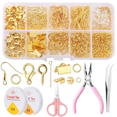 Schmuckherstellungsset, 710-teilig, Gold, mit Werkzeugen & Zubehör