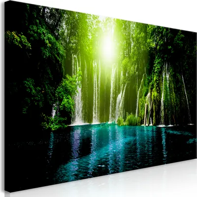 Produktbild von Wandbild Mega XXXL Wasserfall 250x125 cm Einteiliger XXL-Format Kunstdruck zur Selbstmontage Leinwandbilder moderne Bilder DIY Wanddekoration Wohnung Deko Natur c-B-0166-ak-h