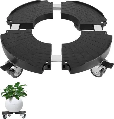 Produktbild von Famanu Pflanzenroller 40-48 cm schwarz - Blumentopfuntersetzer mit Rollen