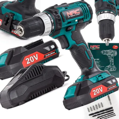 Obrázok produktu pre Akumulátorová vŕtačka/skrutkovačka NAC 20V, 2 rýchlosti, 2 Ah, s nabíjačkou. Model: CDB2-LI-20V, 20 V