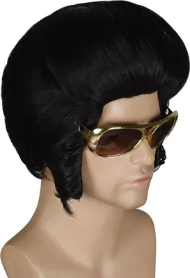 Immagine prodotto di FVCENT Parrucca da uomo in stile anni '50/'60 con occhiali Circonferenza 56 cm Nero